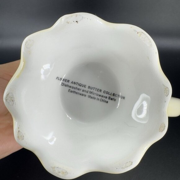 Roscher Flower Antique Butter Yellow Coffee Mug Cup Flower Shape Set 2 Mugs Cups - Picture 6 of 16